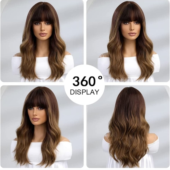 20 Inches Long Nature Curly Ombre Brown Wig - Picture 5 of 7